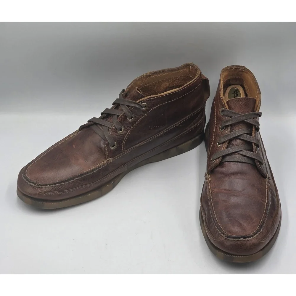 Sperry Authentic Original Boat Chukka Boots Mens 10M Dark Brown Leather